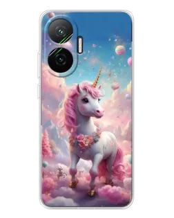 Чехол для Xiaomi POCO F7 с картинкой «Единорог среди облаков»