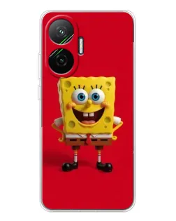 Чехол для Xiaomi POCO F7 с картинкой «Спанч Боб на красном»
