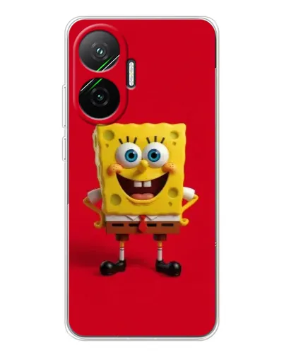 Чехол для Xiaomi POCO F7 с картинкой «Спанч Боб на красном»