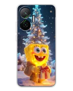 Чехол для Xiaomi POCO F7 с картинкой «Рождественский Спанч Боб»