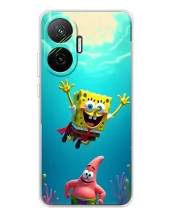 Чехол для Xiaomi POCO F7 с картинкой «Спанч Боб под водой»