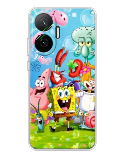 Чехол для Xiaomi POCO F7 с картинкой «Губка Боб и друзья» Чехол для Xiaomi POCO F7 с картинкой «Губка Боб и друзья»