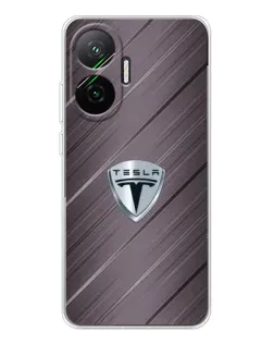 Чехол для Xiaomi POCO F7 с картинкой «Металлическая текстура Tesla»