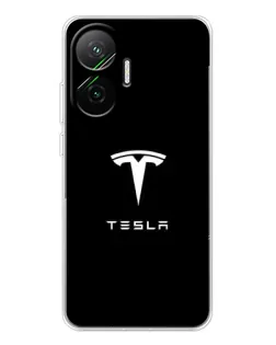 Чехол для Xiaomi POCO F7 с картинкой «Tesla White Logo»