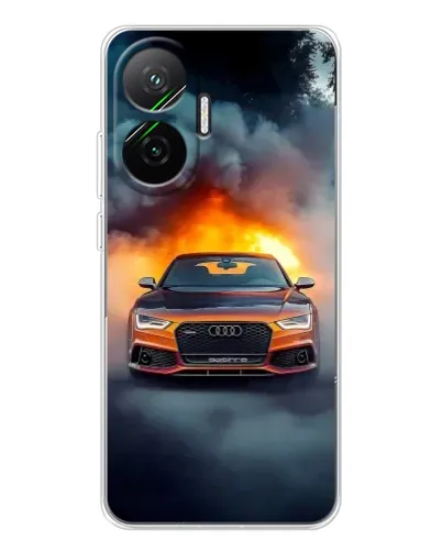 Чехол для Xiaomi POCO F7 с картинкой «Audi в огненном дыму»