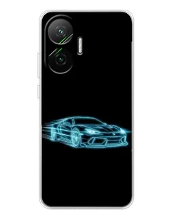 Чехол для Xiaomi POCO F7 с картинкой «Неоновый контур Lamborghini»