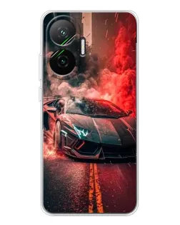 Чехол для Xiaomi POCO F7 с картинкой «Lamborghini красный дым»