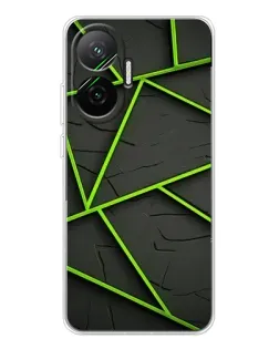 Чехол для Xiaomi POCO F7 с картинкой «Зеленые геометрические линии»