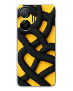 Чехол для Xiaomi POCO F7 с картинкой «Черное желтое переплетение»