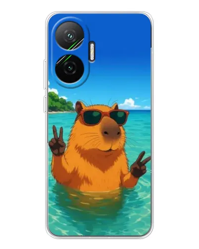 Чехол для Xiaomi POCO F7 с картинкой «Морская капибара» Чехол для Xiaomi POCO F7 с картинкой «Морская капибара»