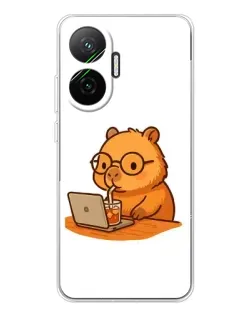 Чохол для Xiaomi POCO F7 з картинкою «Капібара з ноутбуком» Чохол для Xiaomi POCO F7 з картинкою «Капібара з ноутбуком»