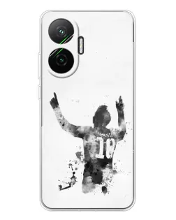 Чохол для Xiaomi POCO F7 з картинкою «Чорно-білий силует Мессі»