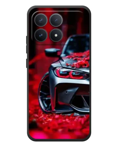 Чехол для Xiaomi Poco F8 Pro с картинкой «Спортивная BMW и цветы» Чехол для Xiaomi Poco F8 Pro с картинкой «Спортивная BMW и цветы»