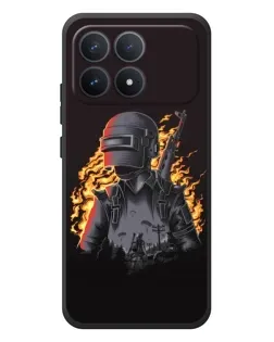 Чехол для Xiaomi Poco F8 Pro с картинкой «PUBG — огненный силуэт»