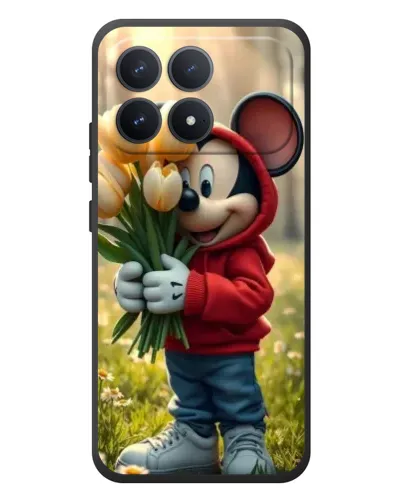 Чехол для Xiaomi Poco F8 Pro с картинкой «Микки с тюльпанами»