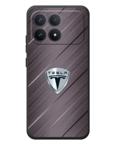 Чехол для Xiaomi Poco F8 Pro с картинкой «Металлическая текстура Tesla»