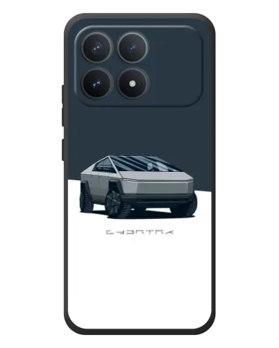 Чехол для Xiaomi Poco F8 Pro с картинкой «Серебристый Cybertruck Tesla»