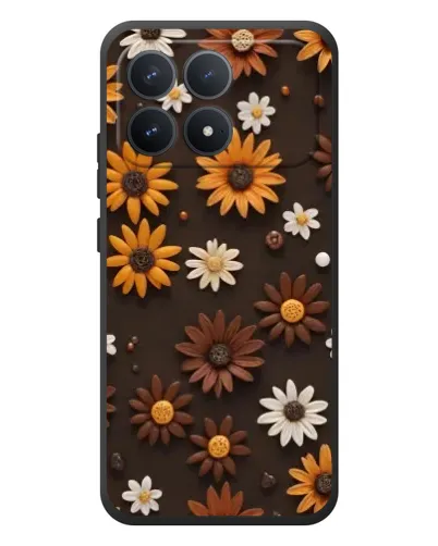 Чехол для Xiaomi Poco F8 Pro с картинкой «Узор из маленьких подсолнухов»
