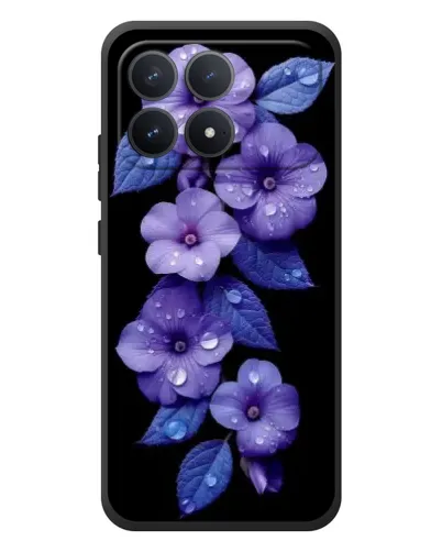 Чехол для Xiaomi Poco F8 Pro с картинкой «Фиолетовые цветы с росою»