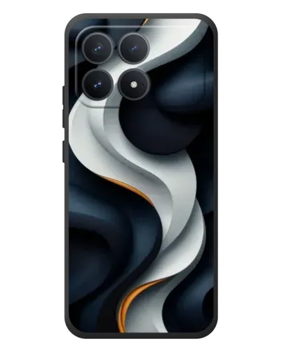 Чехол для Xiaomi Poco F8 Pro с картинкой «Объемные черно-белые ленты»