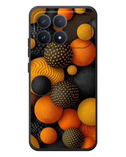Чехол для Xiaomi Poco F8 Pro с картинкой «Объемные оранжевые сферы»