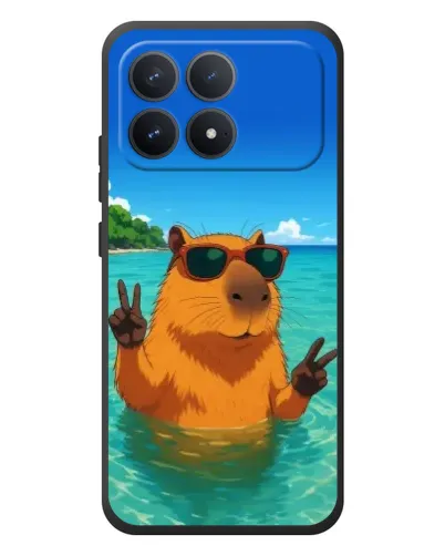 Чехол для Xiaomi Poco F8 Pro с картинкой «Морская капибара»