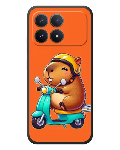 Чехол для Xiaomi Poco F8 Pro с картинкой «Капибара на скутере»