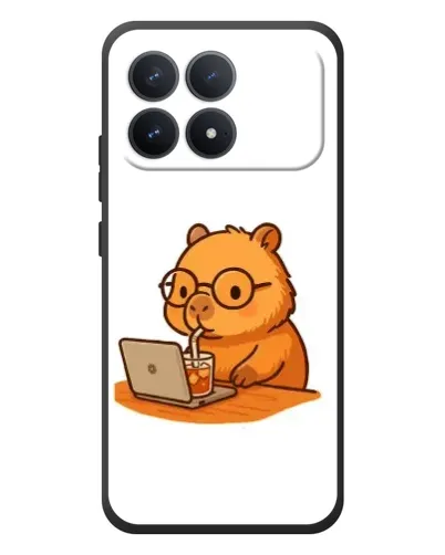 Чехол для Xiaomi Poco F8 Pro с картинкой «Капибара с ноутбуком»