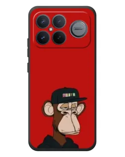 Чехол для Xiaomi Poco F8 Ultra с картинкой «Bored Ape — красный фон»