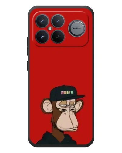 Чехол для Xiaomi Poco F8 Ultra с картинкой «Bored Ape — красный фон»