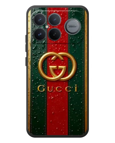 Чехол для Xiaomi Poco F8 Ultra с картинкой «Gucci — фирменная полоса и золото» Чехол для Xiaomi Poco F8 Ultra с картинкой «Gucci — фирменная полоса и золото»