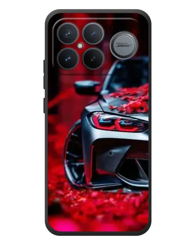 Чохол для Xiaomi Poco F8 Ultra з картинкою «Спортивна BMW та квіти»