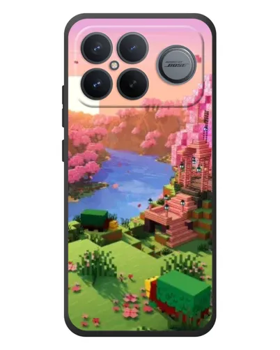 Чехол для Xiaomi Poco F8 Ultra с картинкой «Розовое дерево Minecraft»