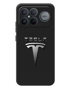 Чехол для Xiaomi Poco F8 Ultra с картинкой «Стальной логотип Tesla»