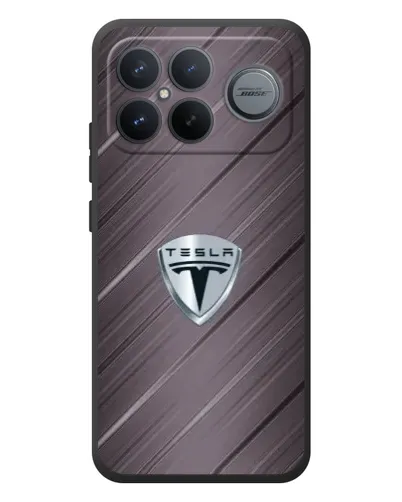 Чехол для Xiaomi Poco F8 Ultra с картинкой «Металлическая текстура Tesla»