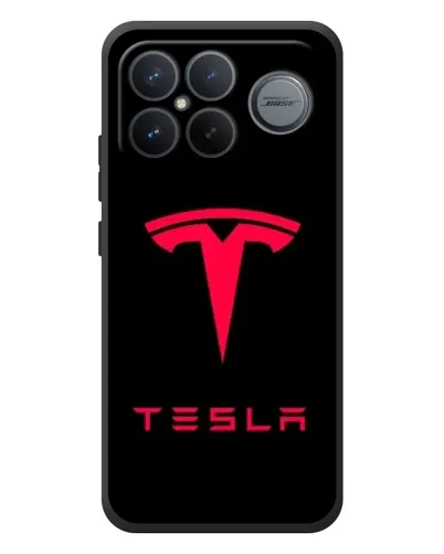 Чехол для Xiaomi Poco F8 Ultra с картинкой «Tesla Red Logo»