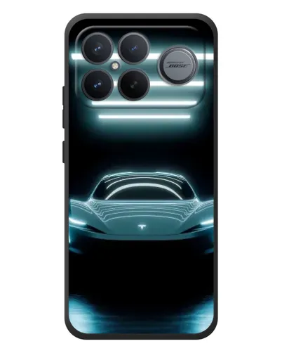 Чехол для Xiaomi Poco F8 Ultra с картинкой «Tesla в неоне»