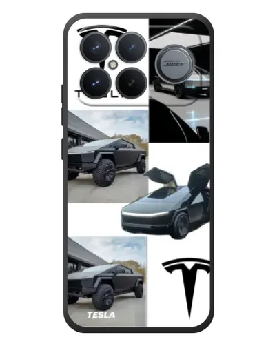 Чехол для Xiaomi Poco F8 Ultra с картинкой «Коллаж Cybertruck Tesla»