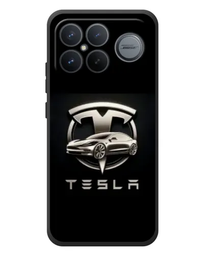 Чехол для Xiaomi Poco F8 Ultra с картинкой «Tesla — серебристое авто»