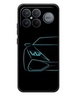 Чехол для Xiaomi Poco F8 Ultra с картинкой «Голубой силуэт Lamborghini»