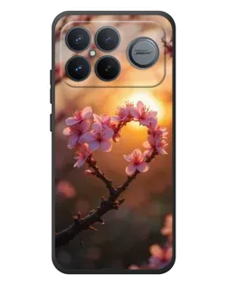 Чехол для Xiaomi Poco F8 Ultra с картинкой «Розовый цвет сердце на фоне заката»