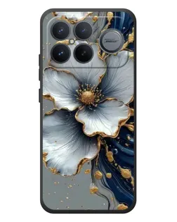 Чехол для Xiaomi Poco F8 Ultra с картинкой «Белый цветок и золотой флюид»