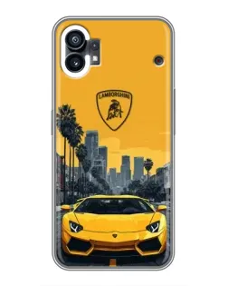 Чохол для Xiaomi Poco M4 5G з картинкою «Жовтий Lamborghini місто»