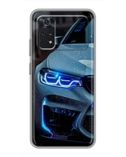 Чехол для Xiaomi POCO M4 Pro 5G с картинкой «Взгляд BMW с синими фарами» Чехол для Xiaomi POCO M4 Pro 5G с картинкой «Взгляд BMW с синими фарами»