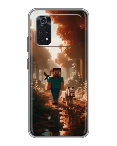 Чехол для Xiaomi POCO M4 Pro 5G с картинкой «Стив в лесу»
