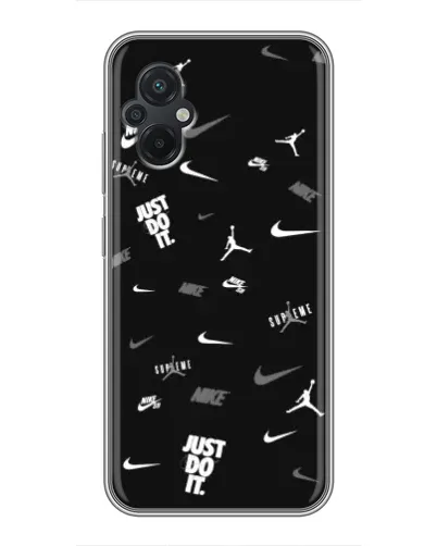 Чохол для Xiaomi POCO M5 з картинкою «Nike Black Pattern» Чохол для Xiaomi POCO M5 з картинкою «Nike Black Pattern»