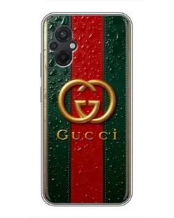 Чехол для Xiaomi POCO M5 с картинкой «Gucci — фирменная полоса и золото» Чехол для Xiaomi POCO M5 с картинкой «Gucci — фирменная полоса и золото»