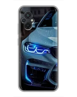 Чохол для Xiaomi POCO M5 з картинкою «Погляд BMW з синіми фарами»