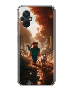 Чехол для Xiaomi POCO M5 с картинкой «Стив в лесу»