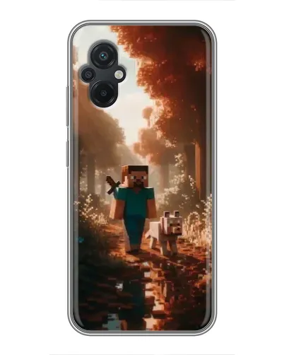 Чехол для Xiaomi POCO M5 с картинкой «Стив в лесу»